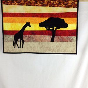 Handmade Quilted Wall Hanging African Serengeti Giraffe & Tree Wall Art